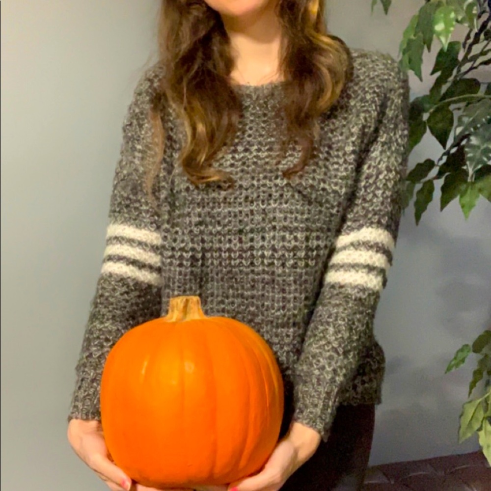 Size XS Grey Elbow Stripe Cozy Fall Sweater Rory Gilmore Style